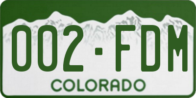 CO license plate 002FDM