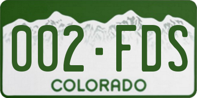 CO license plate 002FDS