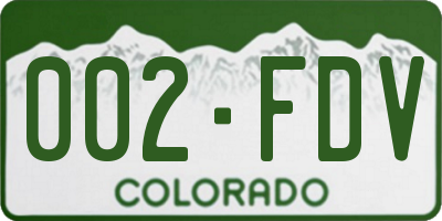 CO license plate 002FDV