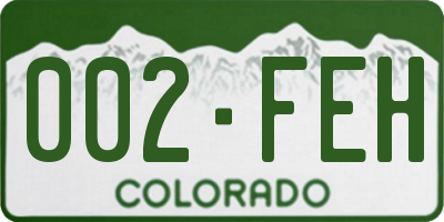 CO license plate 002FEH