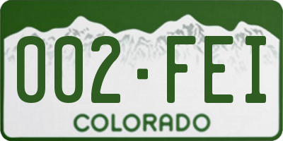 CO license plate 002FEI