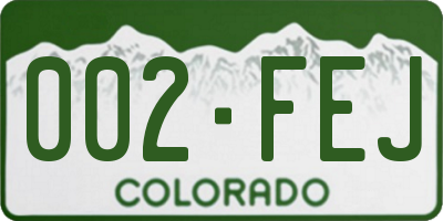 CO license plate 002FEJ