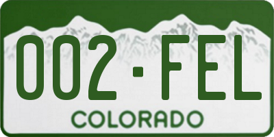 CO license plate 002FEL