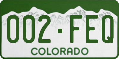 CO license plate 002FEQ