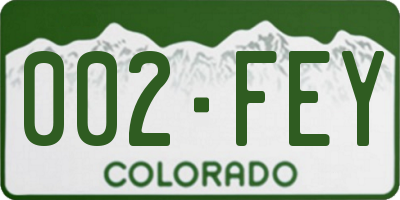 CO license plate 002FEY