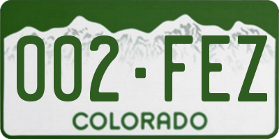 CO license plate 002FEZ
