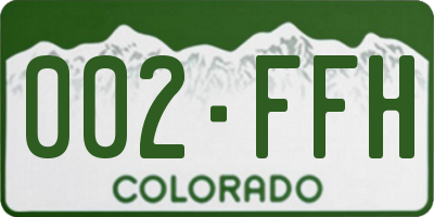 CO license plate 002FFH