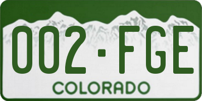 CO license plate 002FGE