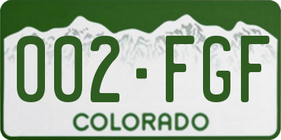 CO license plate 002FGF