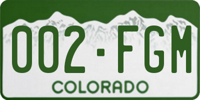 CO license plate 002FGM