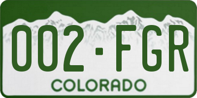 CO license plate 002FGR