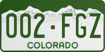 CO license plate 002FGZ