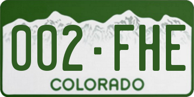 CO license plate 002FHE
