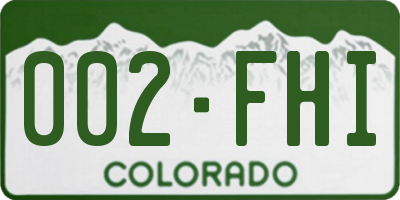 CO license plate 002FHI