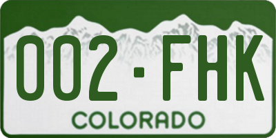 CO license plate 002FHK