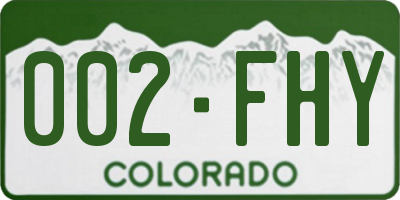 CO license plate 002FHY