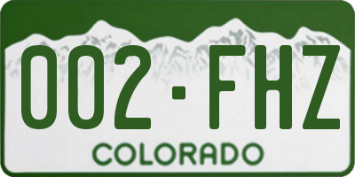 CO license plate 002FHZ