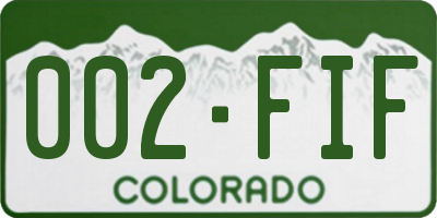 CO license plate 002FIF