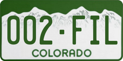 CO license plate 002FIL