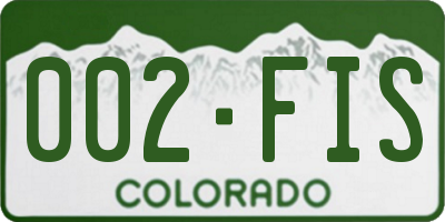 CO license plate 002FIS