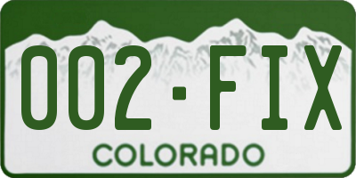 CO license plate 002FIX