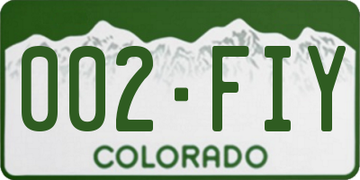 CO license plate 002FIY