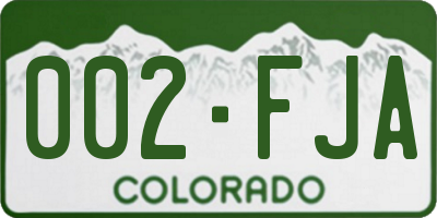 CO license plate 002FJA