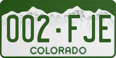 CO license plate 002FJE