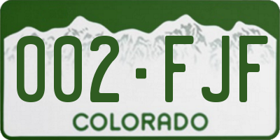 CO license plate 002FJF