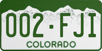 CO license plate 002FJI