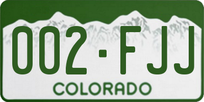 CO license plate 002FJJ