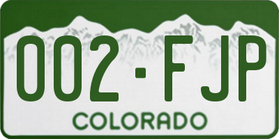 CO license plate 002FJP