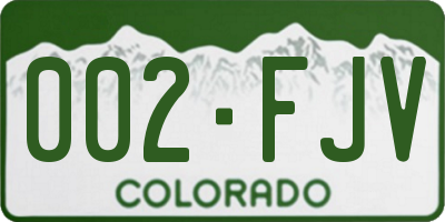 CO license plate 002FJV