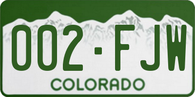 CO license plate 002FJW