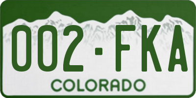 CO license plate 002FKA
