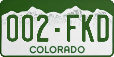 CO license plate 002FKD