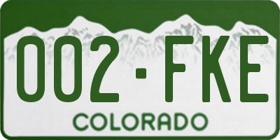 CO license plate 002FKE