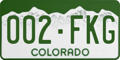 CO license plate 002FKG