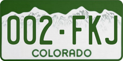 CO license plate 002FKJ