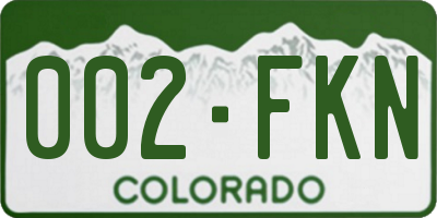 CO license plate 002FKN