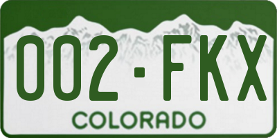 CO license plate 002FKX