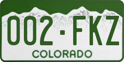 CO license plate 002FKZ