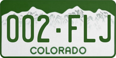 CO license plate 002FLJ