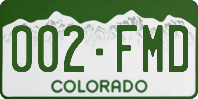 CO license plate 002FMD