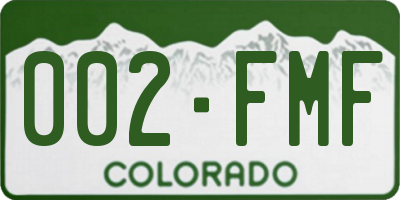 CO license plate 002FMF