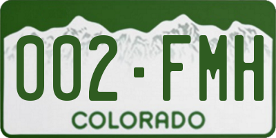 CO license plate 002FMH