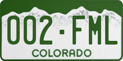 CO license plate 002FML