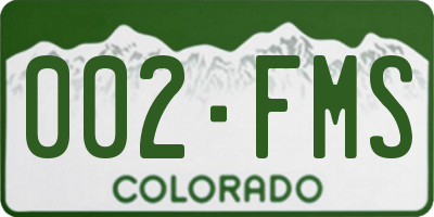 CO license plate 002FMS