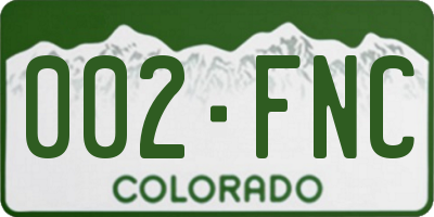 CO license plate 002FNC