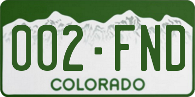 CO license plate 002FND